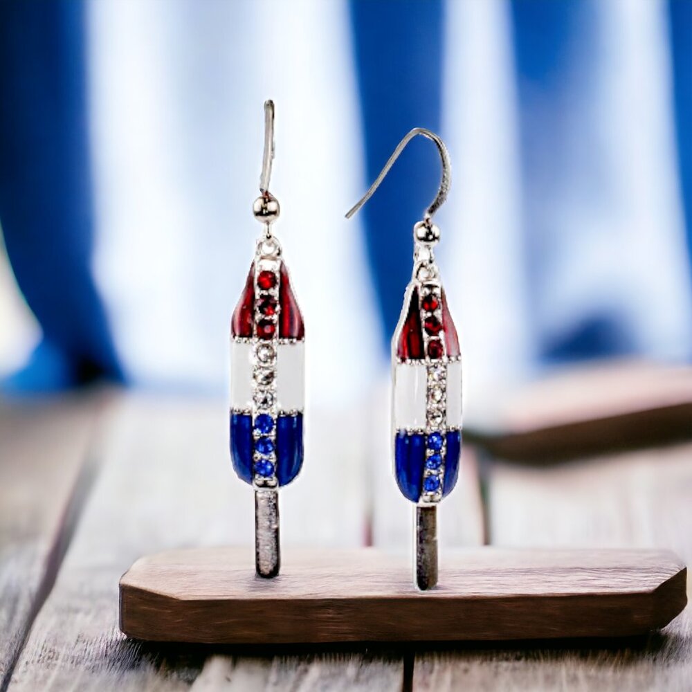 MACY'S HOLIDAY LANE Patriotic Popsicle Earrings